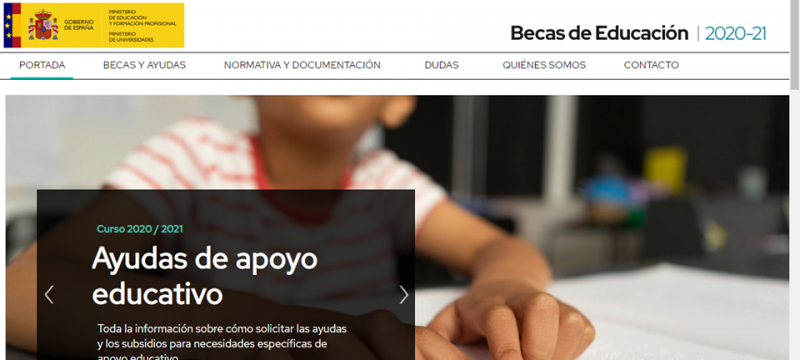 «Becas y ayudas para alumnos con necesidad específica de apoyo educativo» Curso 2020/2021.